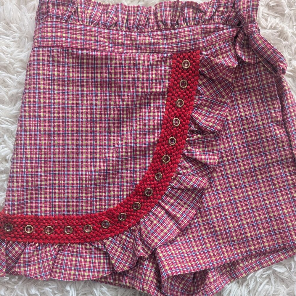 MISA Los Angeles Plaid Mini Skort — Red (M)